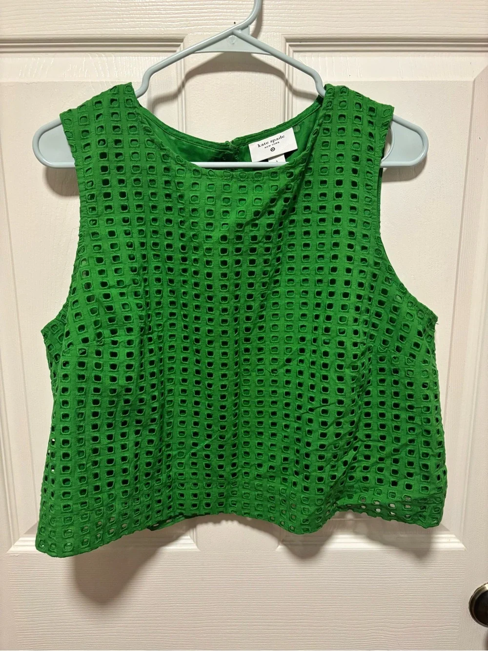 Kate Spade x Target Green Eyelet Crop Top Large Cotton Sleeveless